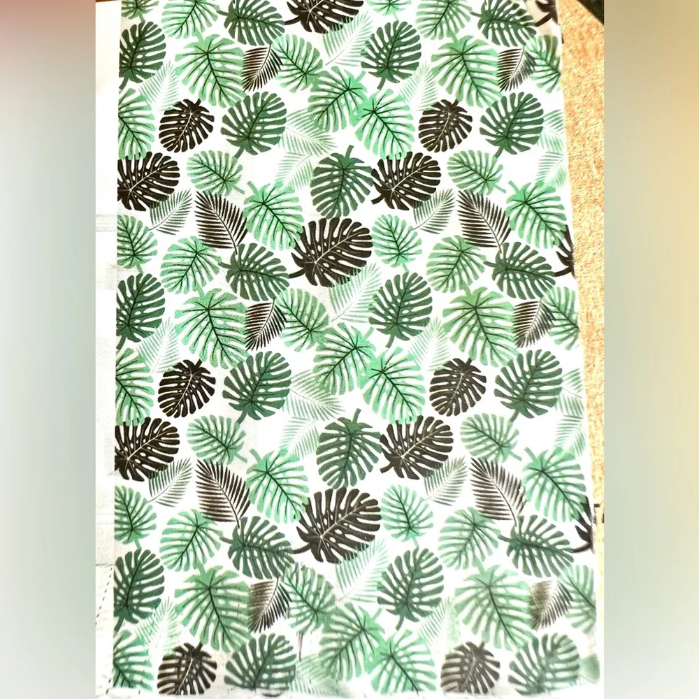 Large Tropical Green Leaves Peva Shower Curtain with Metal Grommets Monstera